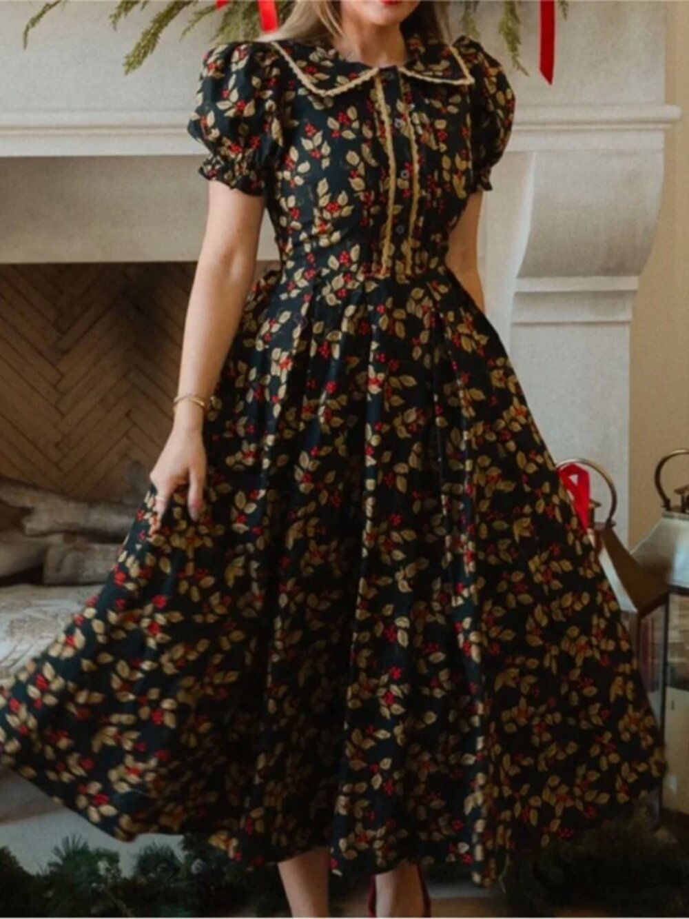 Ivy City Co Sophia Dress in Holly Berry 14